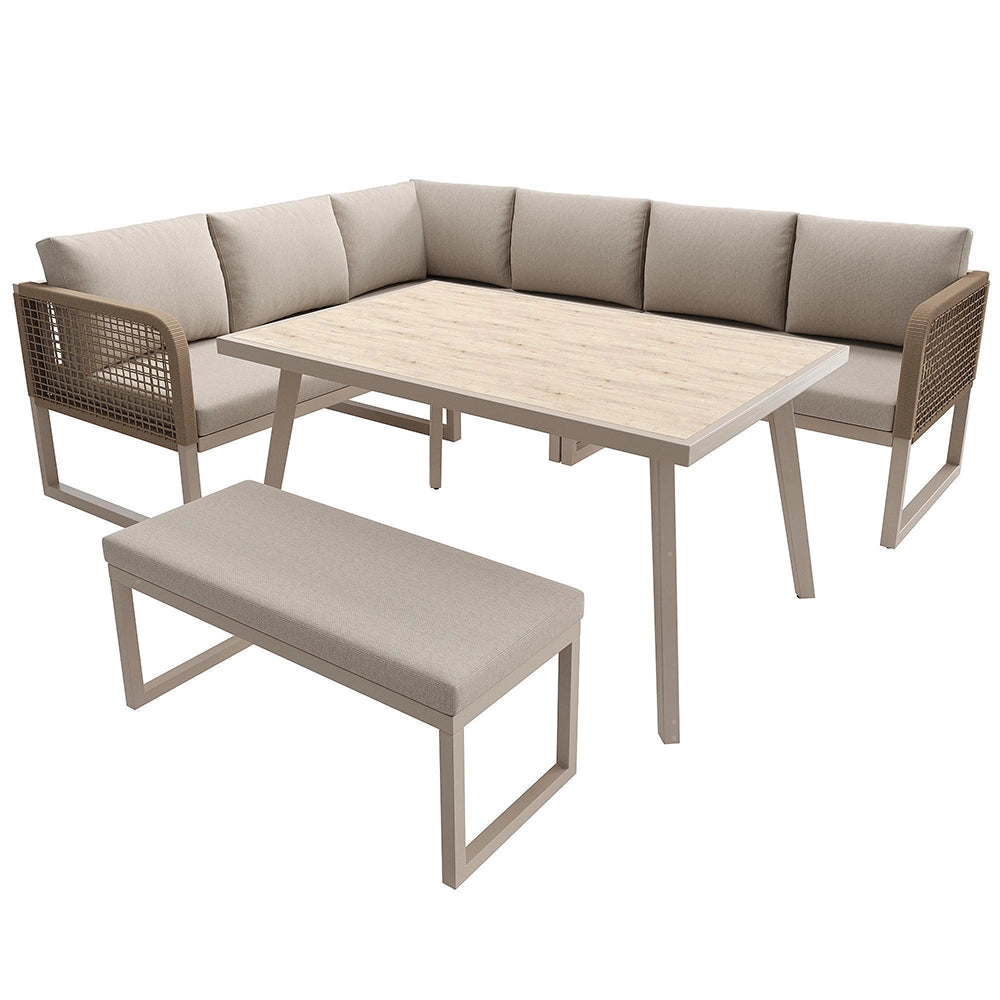 Set da giardino in rattan PE - Xylo - Per 6/8 persone resistente alle intemp¨¦rie beige