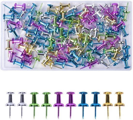 Aggi di Multicolore - 100 pezzi - 2,5cm - Ideali per Foto e Carte - Sicuri e Durabili