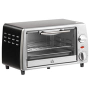 EasyComfort Fornetto Elettrico 10L Temperatura Regolabile e Timer, Griglia e Teglia Incluse, 750W, 36.5x26x22cm, Argento Nero