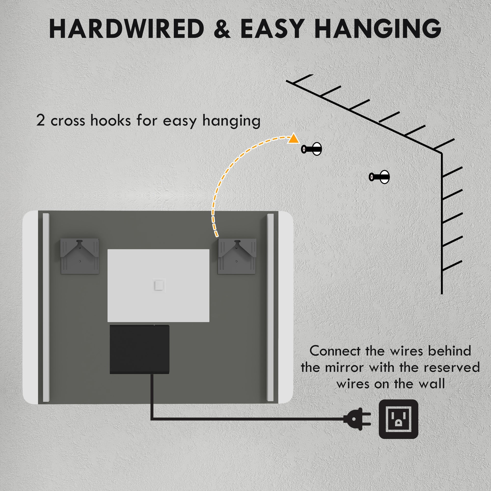 Specchio Bagno con LED a 3 Temperature e Interruttore Touch 70x50 cm Antiappannamento