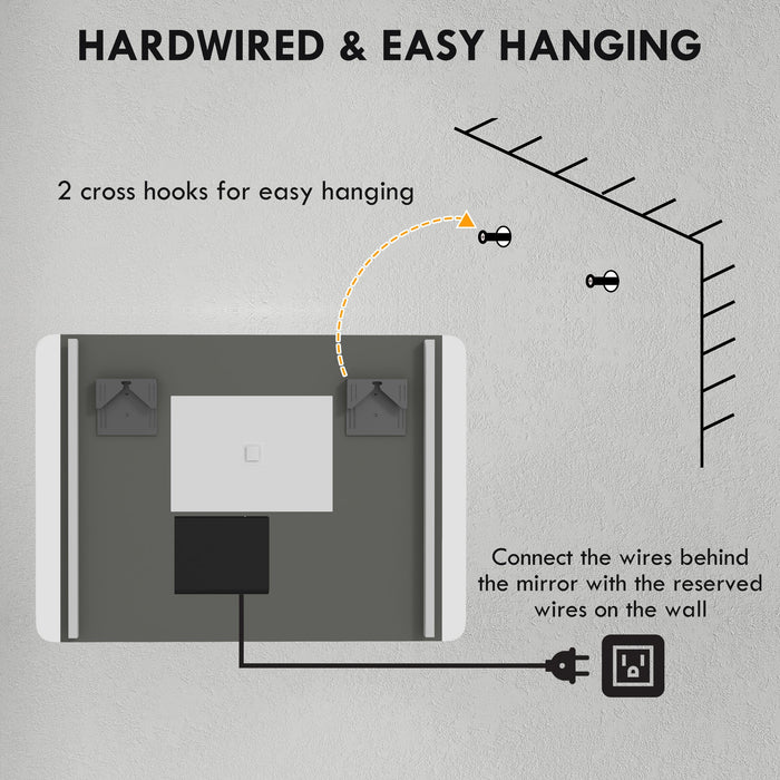 Specchio Bagno con LED a 3 Temperature e Interruttore Touch 70x50 cm Antiappannamento