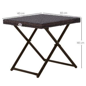 Tavolino da Giardino Pieghevole ¨C MINIMAL ¨C Polyrattan Metallo Marrone 40x40x40 cm