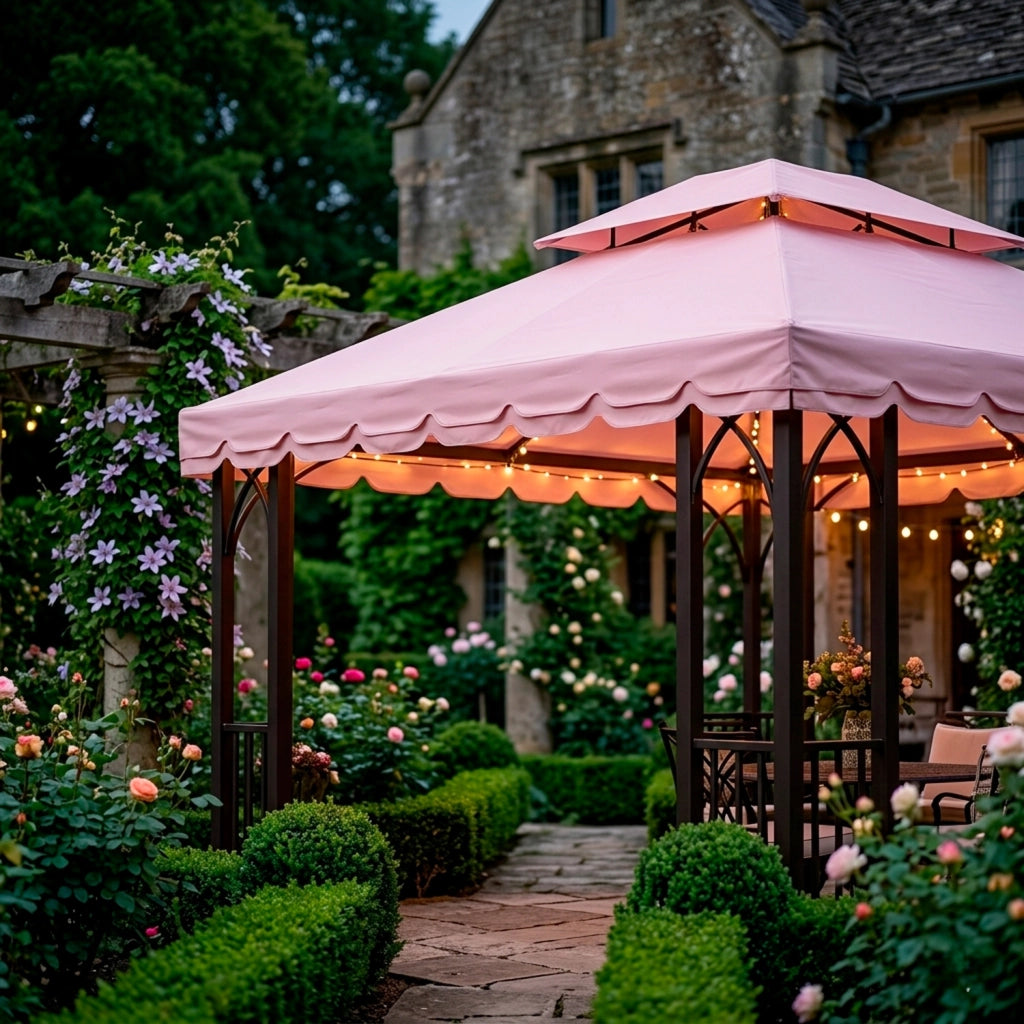 Telo Di Ricambio Per Gazebo 3x4 Metri Impermeabile In PVC Resistente A Sole Pioggia E Agenti Atmosferici Con Air Vent E Zanzariera Integrata Per Esterno Giardino Outdoor 300 x 400 Cm Beige