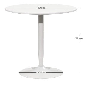 Tavolo da pranzo rotondo ULEVR ?80x75 cm in MDF e acciaio, bianco