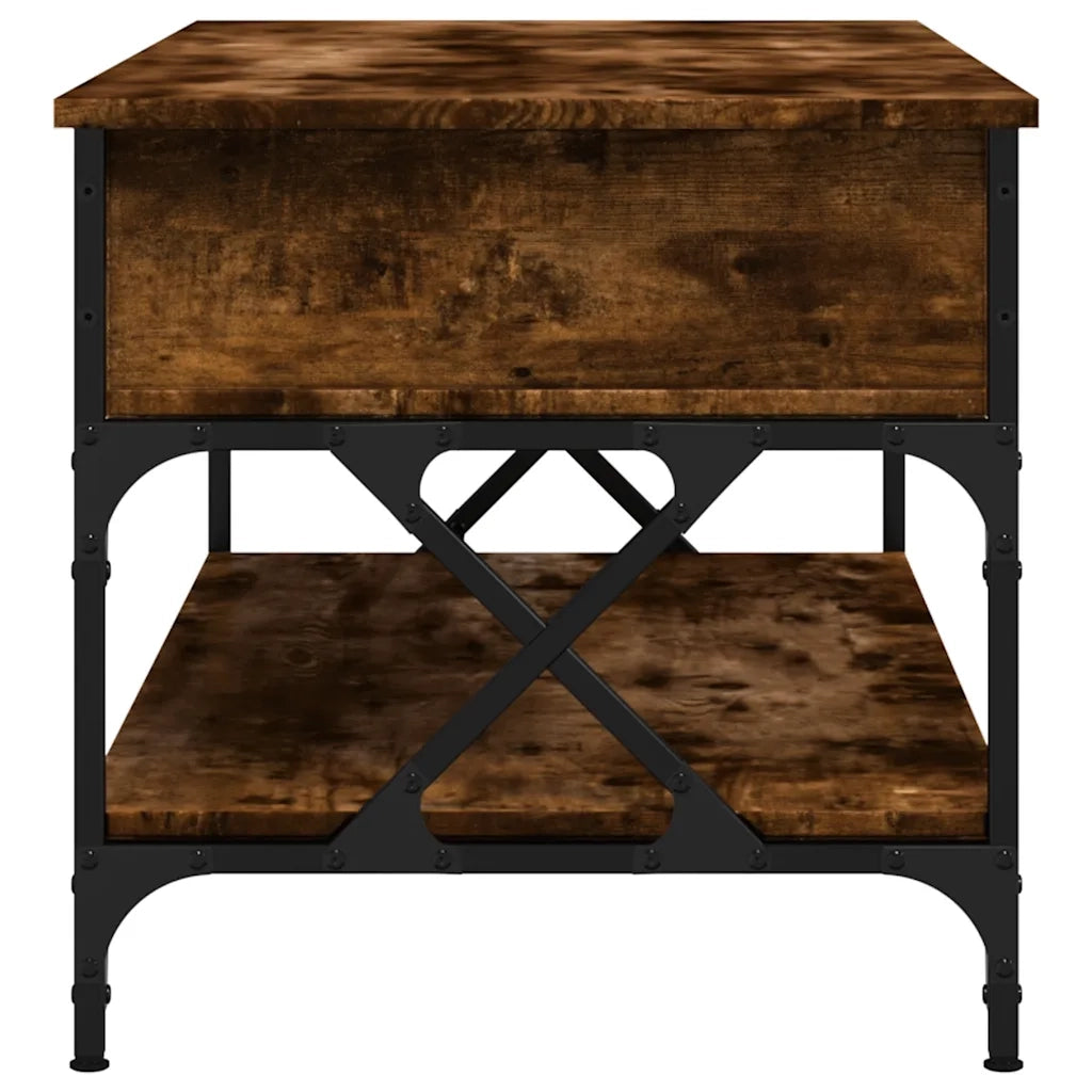 Tavolino salotto | Tavolino da caff¨¨ | Tavolino da Soggiorno Rovere Fumo 100x50x50 cm Multistrato e Metallo