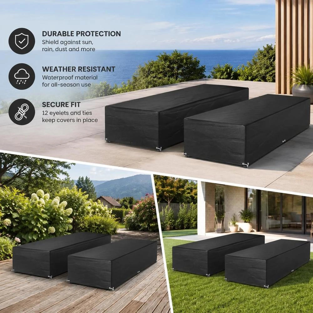 Sun Lounger Covers, 2 Pieces, 12 Eyelets, 205x75x40 Cm