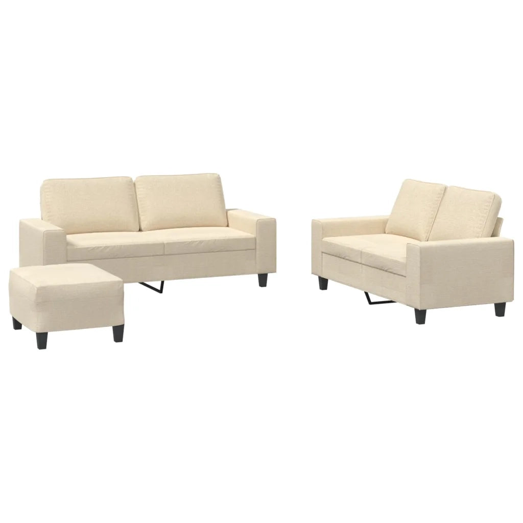 Set di Divani 3 pz Crema in Tessuto
