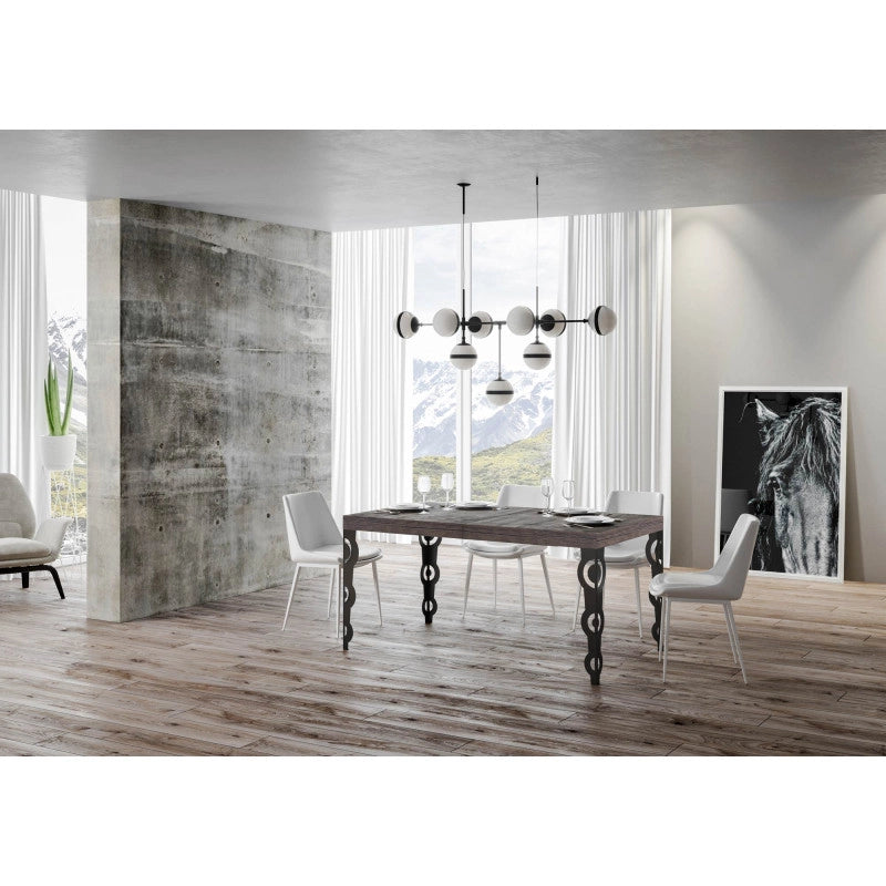 Tavolo allungabile 140/400x90 cm Karamay Premium telaio Antracite - Noce