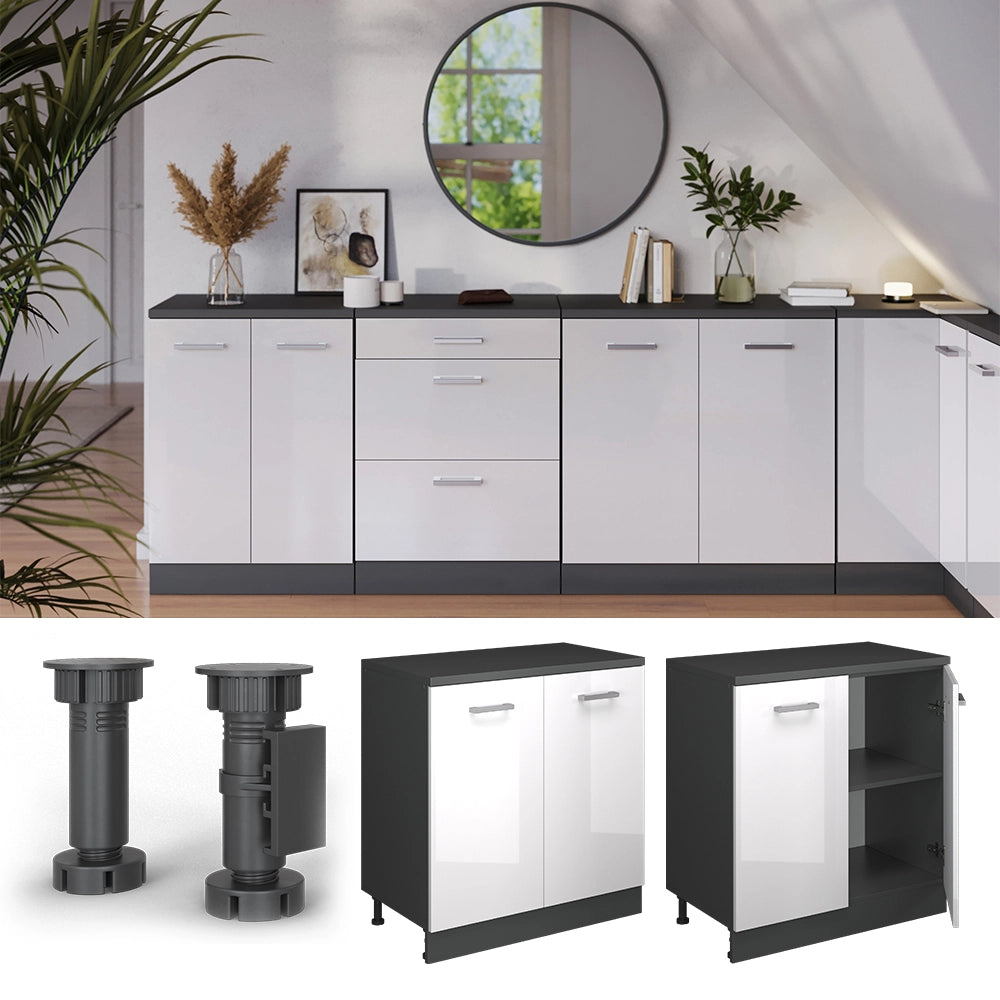 Mobile per mansarda Rion Bianco lucido/Antracite 80 x 83.8 cm senza inclinazione con 2 ante Vicco