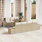 Set di divani da giardino 8 pezzi con cuscini Beige Polyrattan