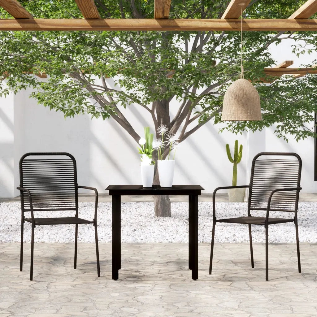 Set Mobili da Pranzo per Giardino 3 pz Nero cod mxl 39837
