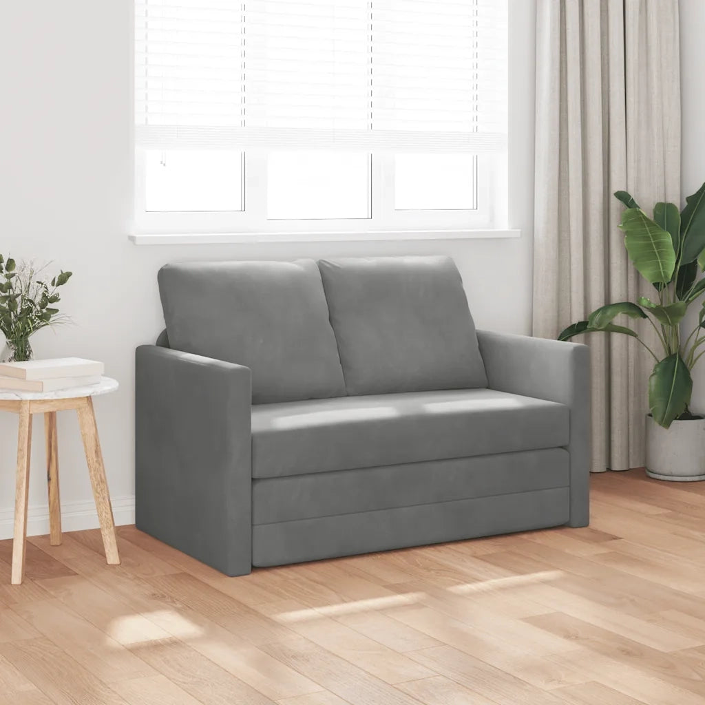 Divano Letto da Terra 2 in 1 Grigio Scuro 122x204x55 cm Vellutocod mxl 107789