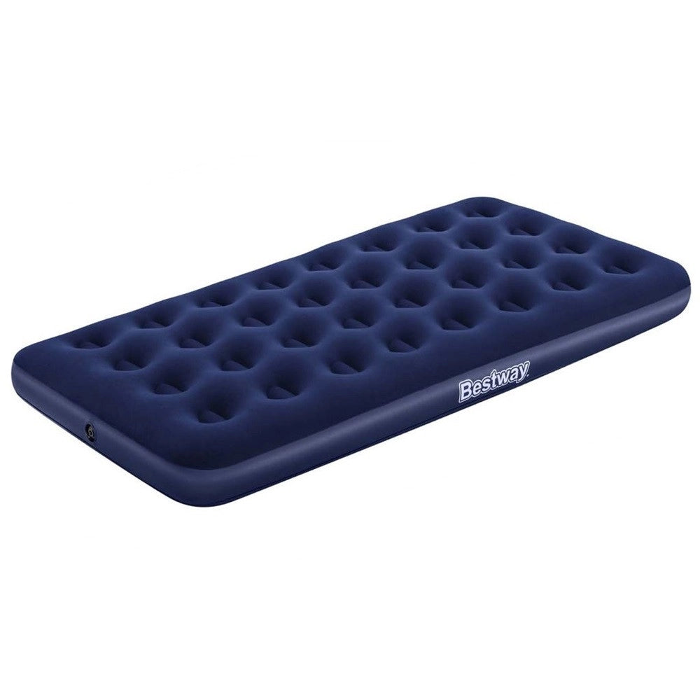 Trade Shop - Materasso Gonfiabile Singolo Airbed Blu Floccato Plus 188x99x22cm Campeggi 67001 -