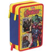 Trade Shop - Astuccio Completo 3 Zip Avengers Supereroi Accessoriato Bambini Scuola Elemntare -