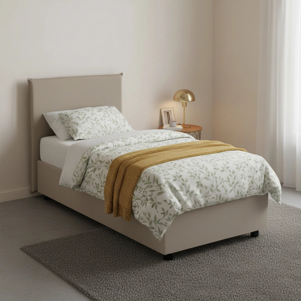 Asio, Letto Singolo Contenitore Made in Italy, Grigio Tortora