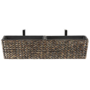 Vaso per piante in giacinto d'acqua marrone a trama rettangolare 80 x 20 cm sintetico con fori di drenaggio