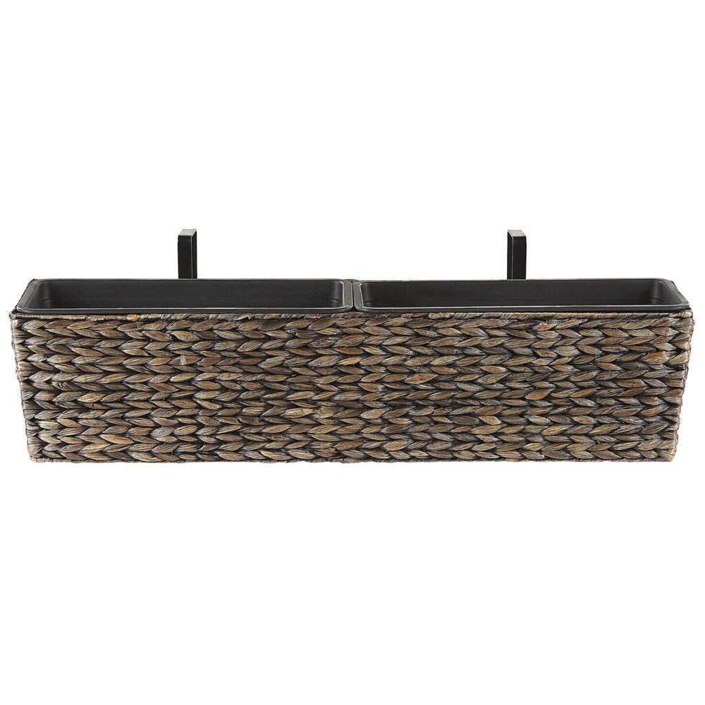 Vaso per piante in giacinto d'acqua marrone a trama rettangolare 80 x 20 cm sintetico con fori di drenaggio