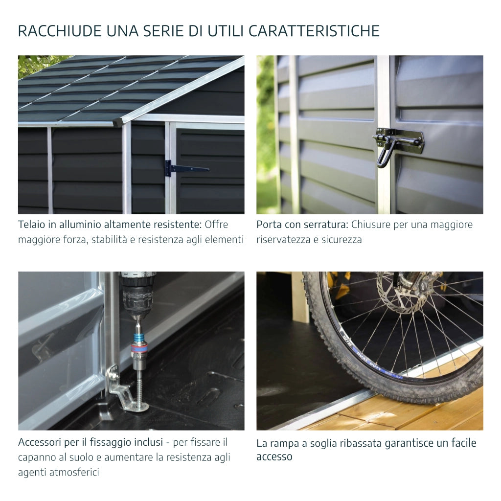 Casetta Da Giardino in Policarbonato Yukon 395X332X252 cm Grigio