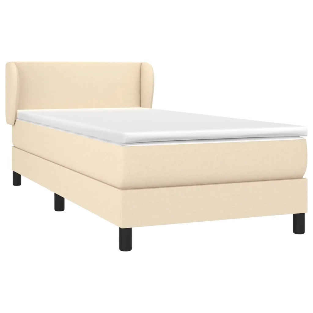 Letto singolo | Letto per adulti | Giroletto a Molle con Materasso Crema 100x200 cm in Tessuto