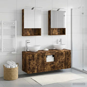 Set di Armadi da Bagno 5 pcs Rovere Fumo 50 x 14,5 x 70 cm 3406363