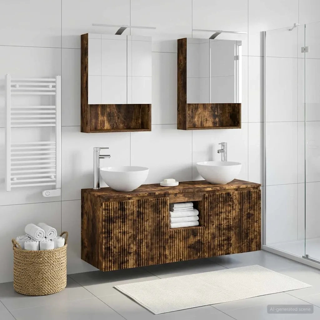 Set di Armadi da Bagno 5 pcs Rovere Fumo 50 x 14,5 x 70 cm 3406363