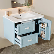 Mobile lavabo sospeso blu 76x46x51 cm con LED radar