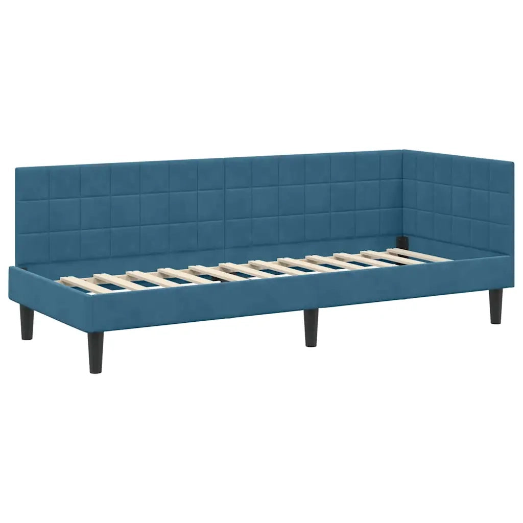 Cornice del letto ad angolo Blu 80 cm x 200 cm Velluto