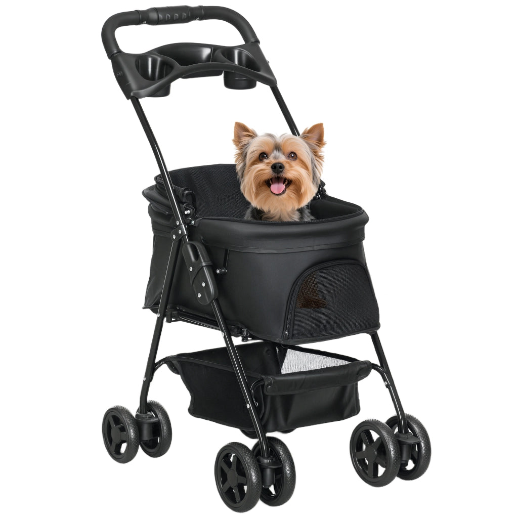 Carrello Pieghevole per Cani ¨C zephmum ¨C Nero 67x45x96 cm