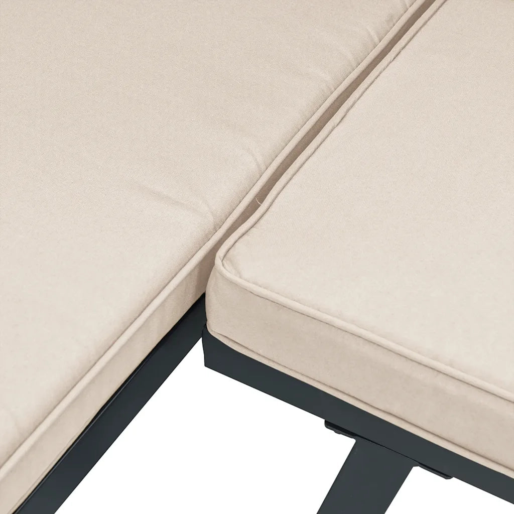 Set Panche Giardino Cuscini 3pz Nero Acciaio Verniciato Polvere