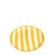 Zafferano Set 2 Piatti Righe Collezione Lido Ceramica Artigianale Dipinta a Mano colore Giallo diametro standard per mise en place elegante e vivace