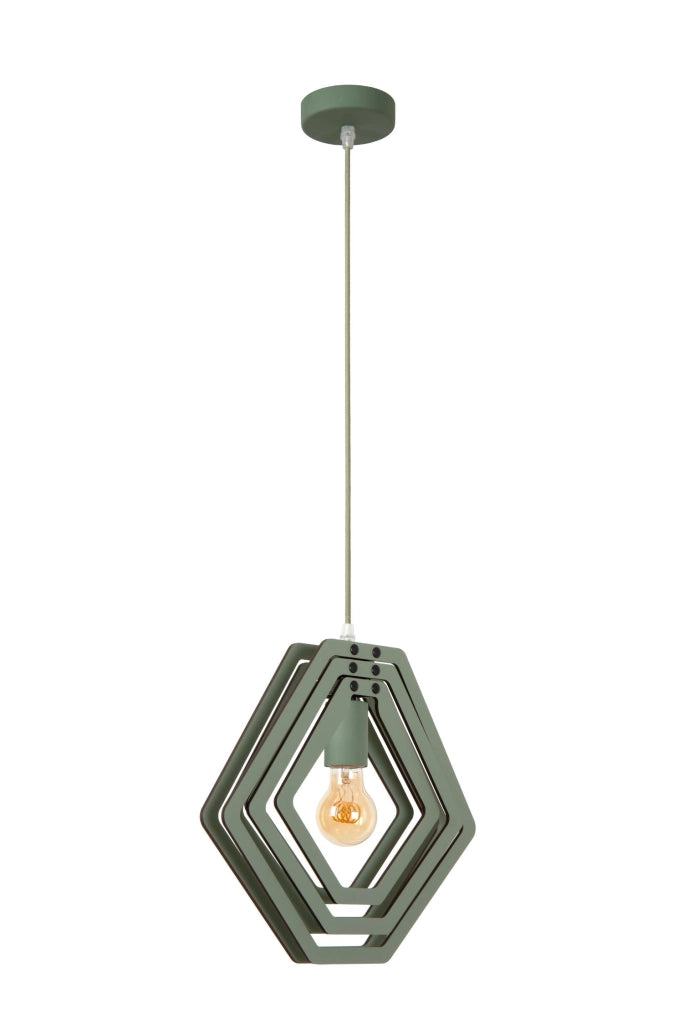 Lampada sospesa MAURO verde MDF geometrica 1xE27 Lucide