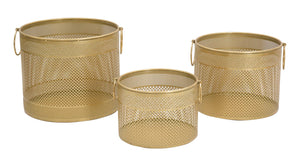 Porta Vasi Cage Tris Ø40x34-35x28-30x22 cm in Ferro Oro e Multicolor