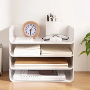 Sistema di archiviazione con 4 livelli per A4, contenitore per documenti in PET, organizzatore per buste