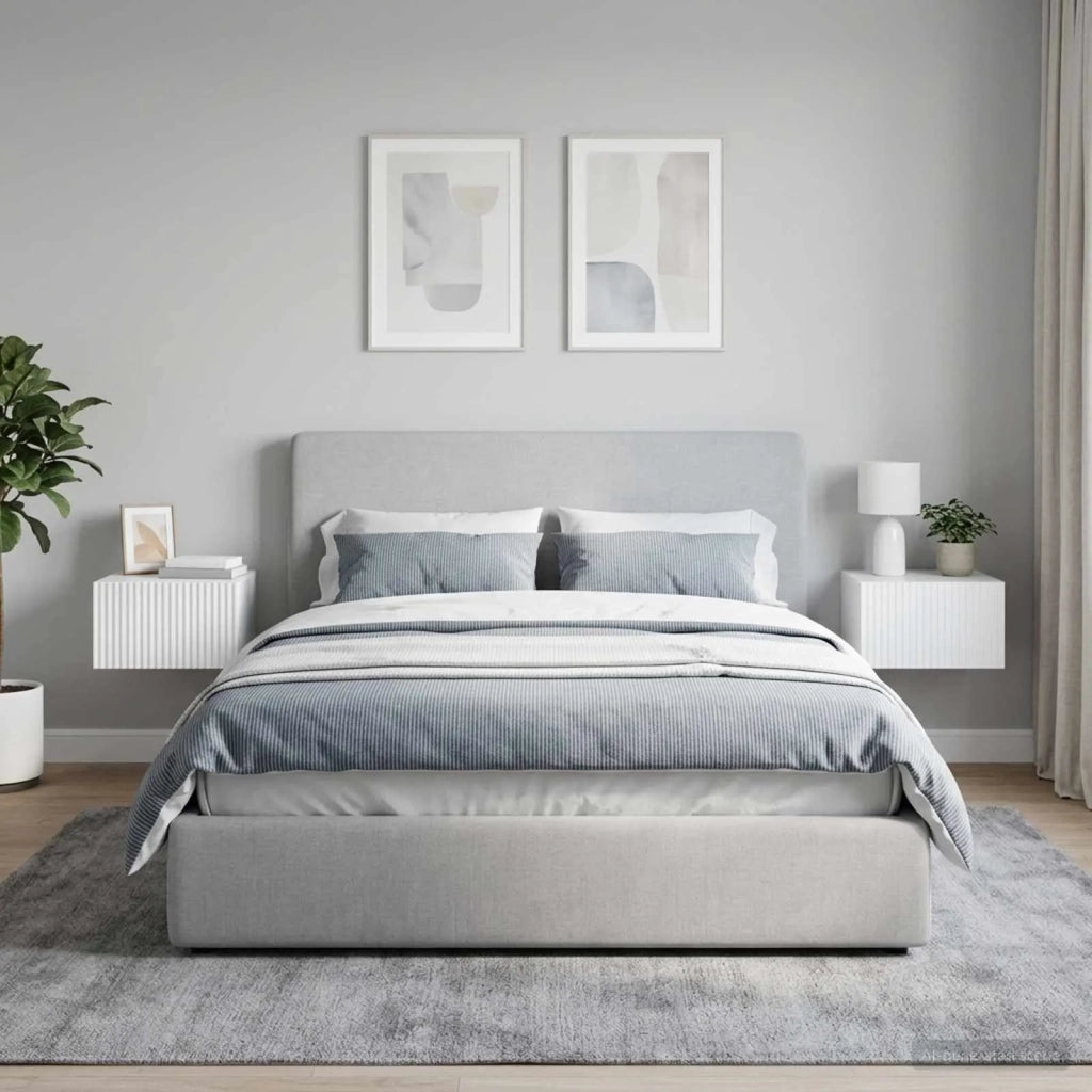Mobiletto da notte a muro 2 pcs Bianco Lucido 33 x 34,5 x 20 cm 898434