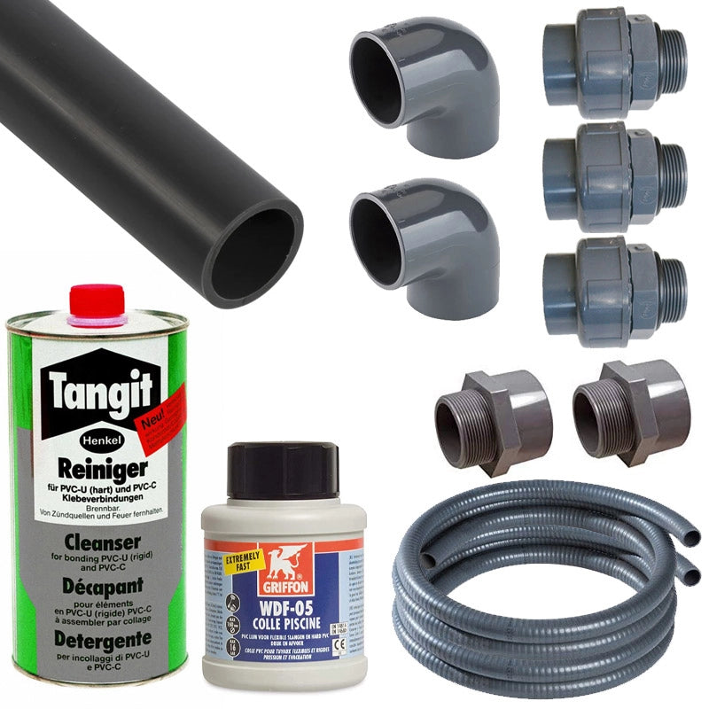 Kit Di Collegamento Con Tubi Da  50 Mm Per Piscine Da Interrare Con 1 Skimmer E 1 Bocchetta - 50 Metri