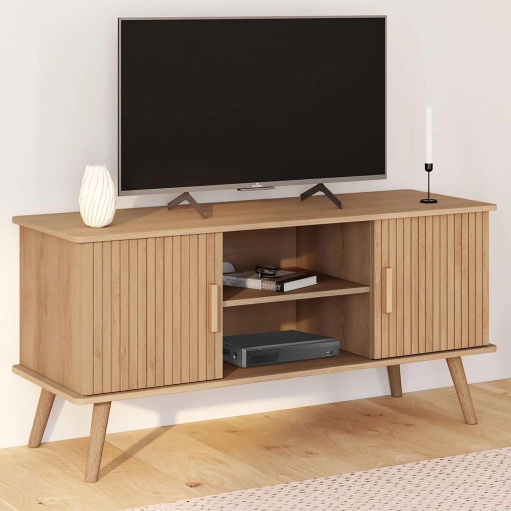 Mobile TV JULIETTE 110 cm con 2 ante a doghe color rovere