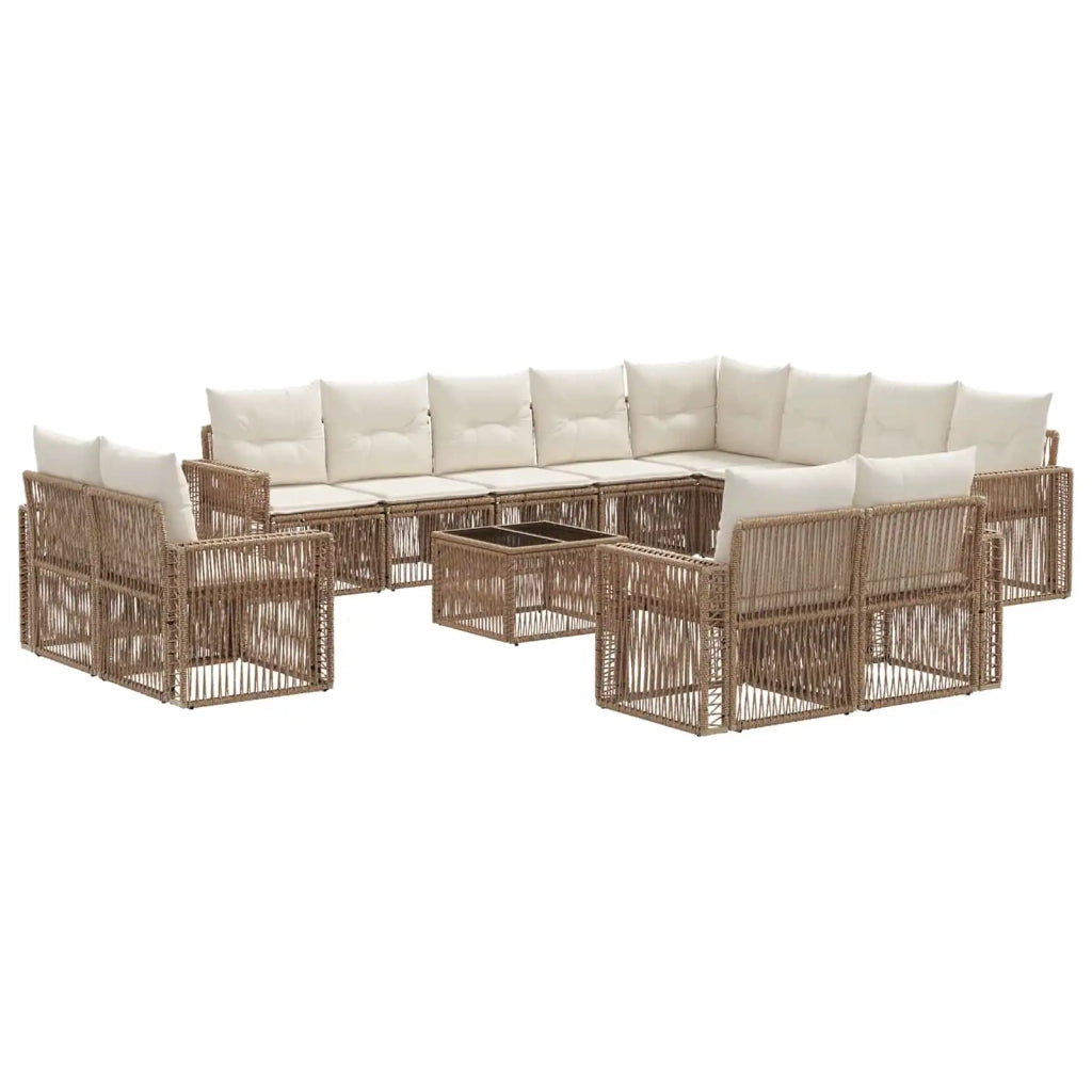 Set Divano da Giardino 13 pcs Beige e Bianco Crema polyrattan