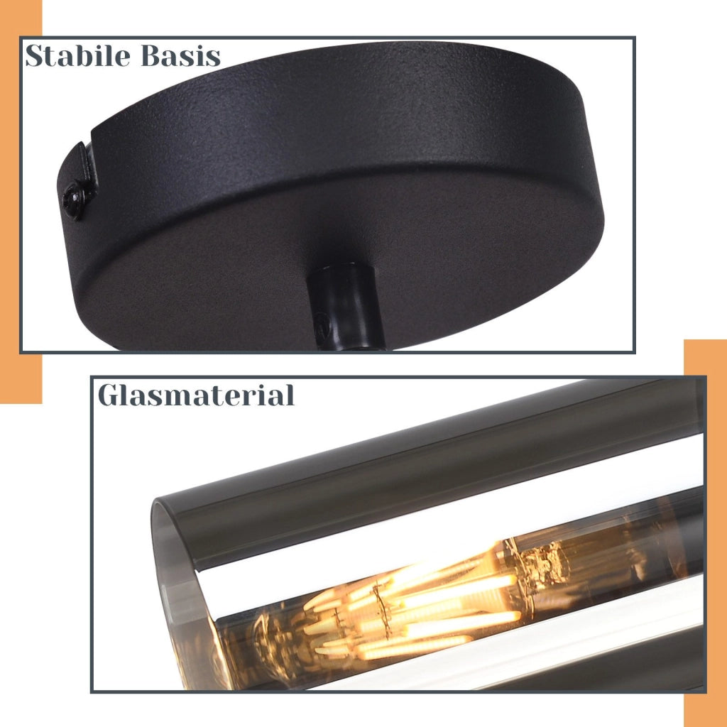 Lampada a sospensione ZMH nera E27 cucina vetro nero metallo 1 lampadina moderna industriale
