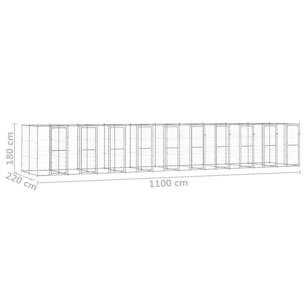 Recinto per animali da esterno per cani in acciaio zincato 24,2 m² 02_0000415