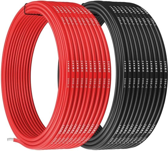 Cavo elettronico a silicone 14AWG 2.07mm² 10m Nero e Rosso - Cavo flessibile morbido bassa impedenza filo di rame temperatura di resistenza 200°C cavo elettrico 3 conduttori