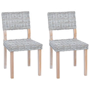 Sedia da pranzo 2 pz | Sedie da cucina Rattan Kubu Bianco Lavato 46 x 55 x 84 cm