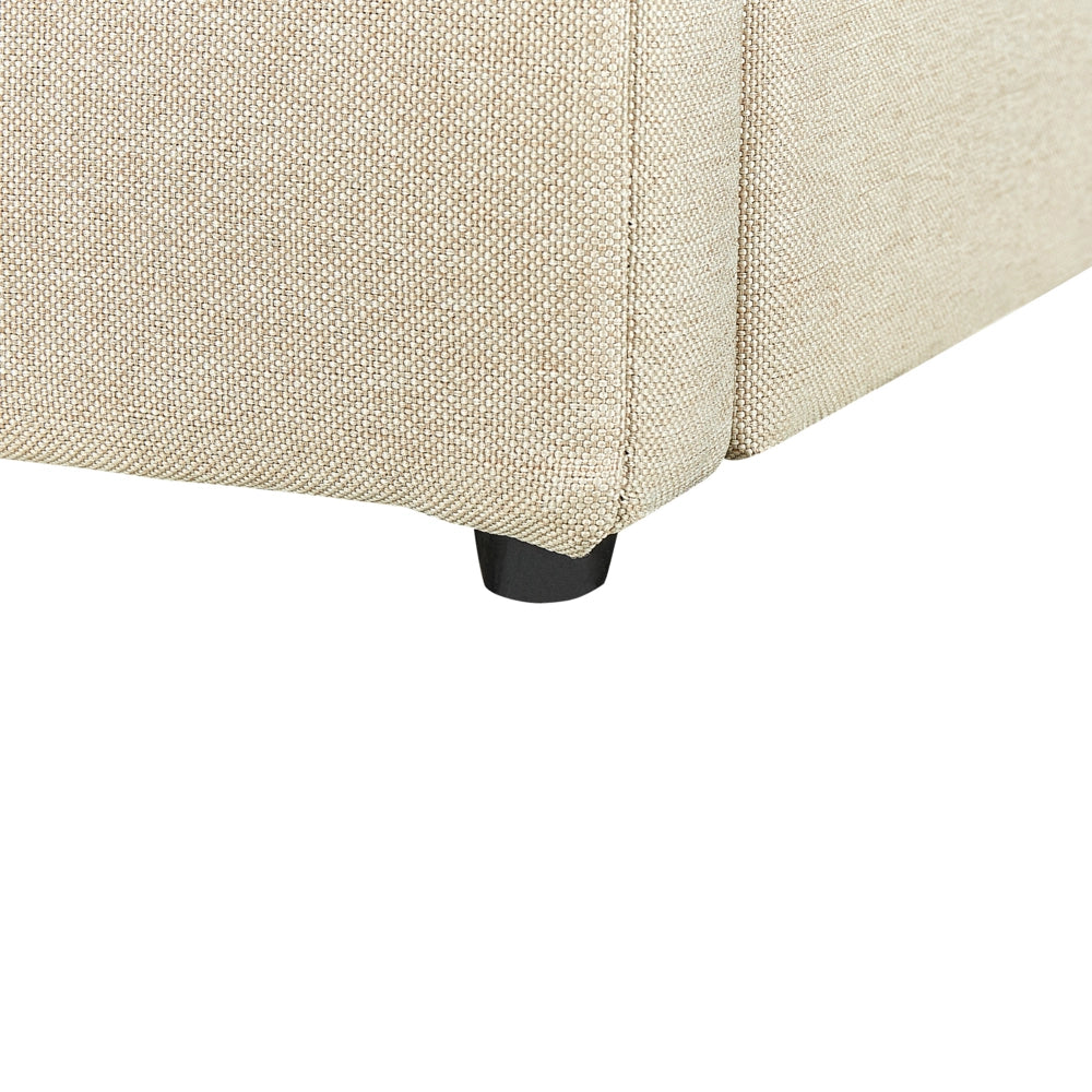 Letto contenitore Rivestimento in tessuto beige 160 x 200 cm con testiera a doghe