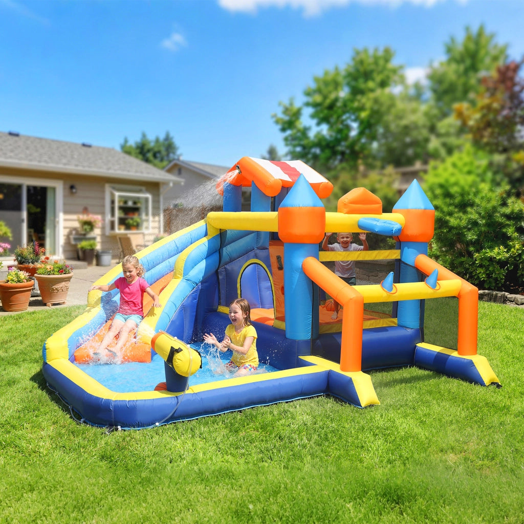 Castello gonfiabile 8 in 1 con scivolo e piscina ¨C zephmum ¨C Multicolore