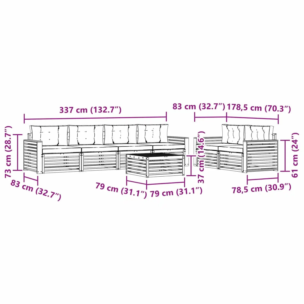 Set di divani da esterno 7 pz Bianco e Antracite 3390092
