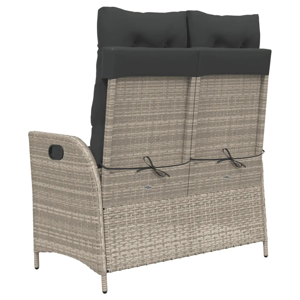 Panca Reclinabile Giardino con Cuscini-Sgabello-Sedia da esterno Grigio Chiaro Polyrattan 354992