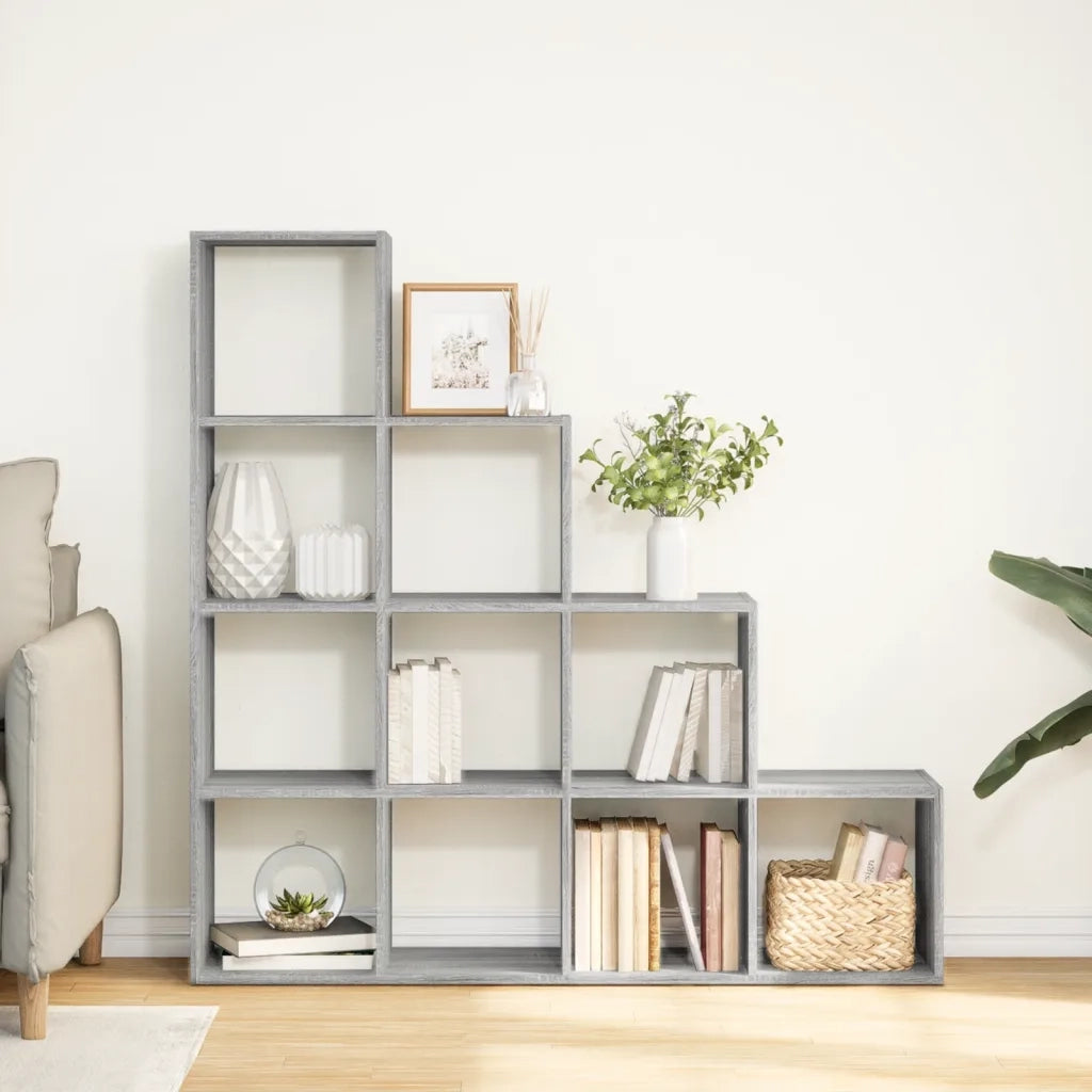 Libreria 4 Ripiani-Scaffale per Libri-Mobile di Stoccaggio Grigio Sonoma 131,5x29x131,5 cm Truciolato