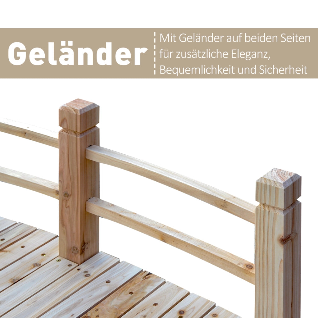 Ponticello da giardino in legno per stagno con ringhiera ¨C zephmum ¨C legno di abete 152.5x67x48 cm
