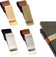 4 penali in legno - organizzatore di appuntamenti - adesivi con elastico - pen holder con retro nota e anello - clip per penna da viaggio con metallo .