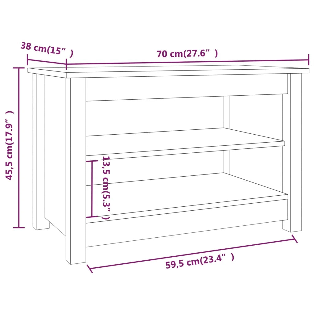 Scarpiera | Mobile per scarpe Nera 70x38x45,5 cm in Legno Massello di Pino