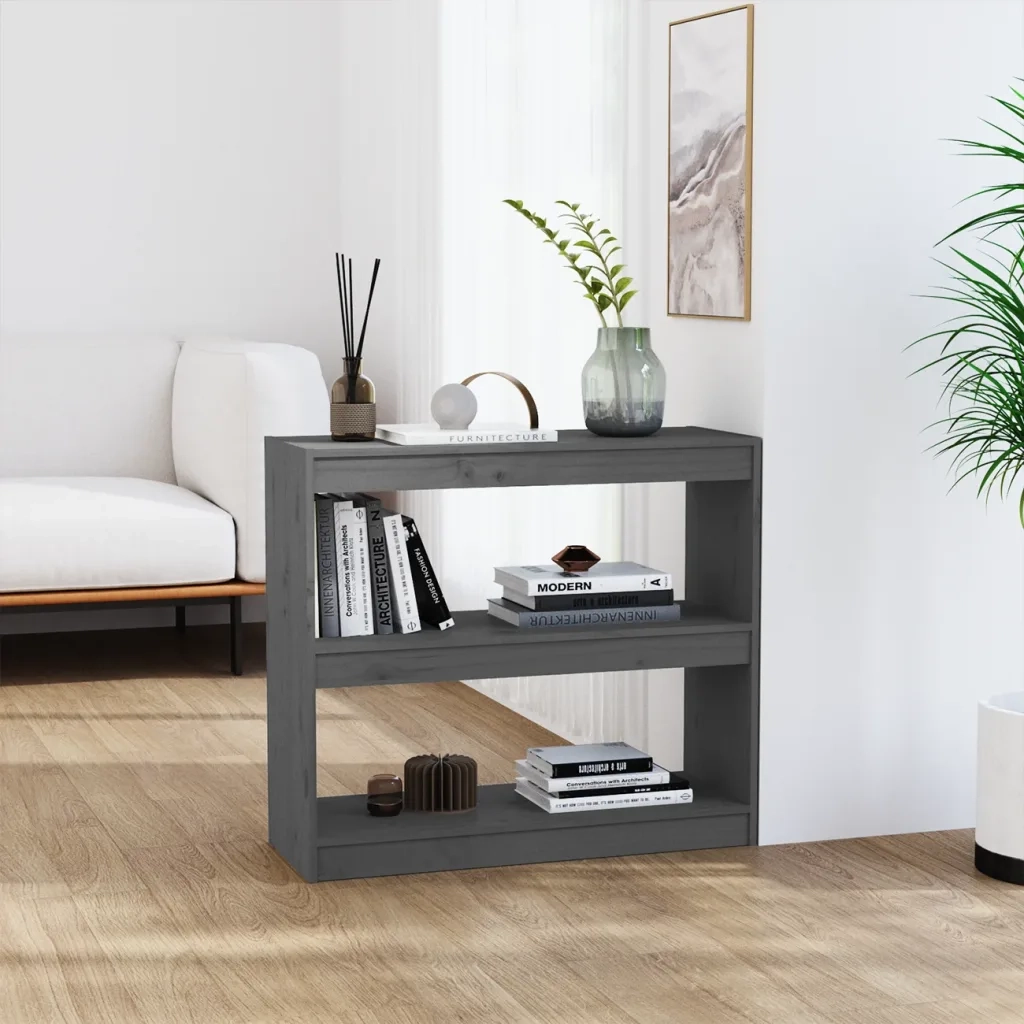 Libreria/Divisorio Grigio 80x30x71,5 cm Legno Massello di Pino 808185